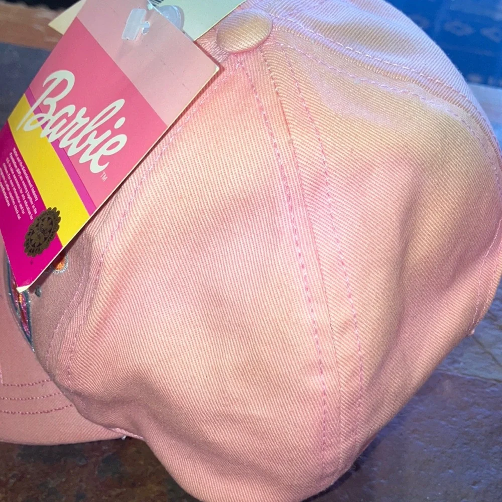 Barbie Pink Ball Cap With Portrait‎ and Embroidery Floral Design